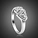 Fashion Plaza Silver Tone Cubic Zirconia Hearts Ring R344