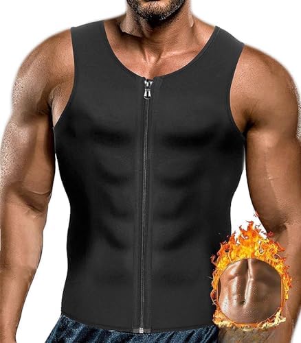 CORATED Men Sauna Vest Sweat Waist Trainer Zipper Hot Neoprene
