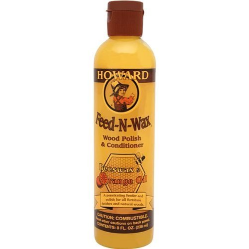 SET of 2 8oz Howard Feed-N-Wax Wood Polish & Conditioner w/ Beeswax & Orange Oil by Howard