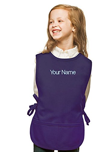 Personalized Purple Kids Art Smock, Cobbler Apron, Poly/Cotton Twill Fabric (Regular)