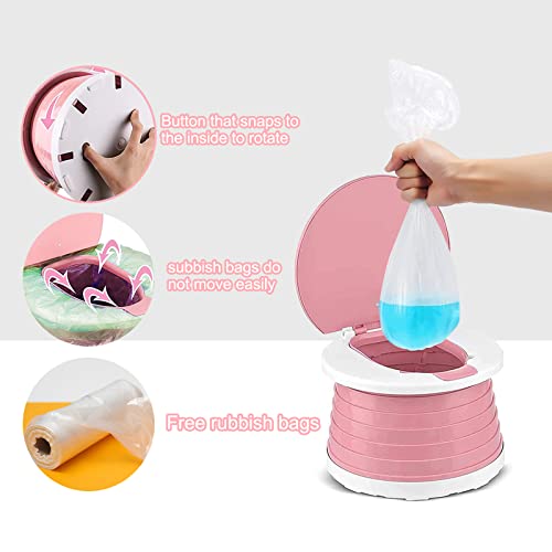 Folding Toilet for Children, Travel Potty, Folding Toilet Chair, Portable Potty Seat, Indoor Outdoor Travel Potty for Baby Training with Travel Bag (Pink)