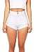 Vibrant Women's Juniors White Denim High Waist Cutoff Shorts, S, White Denim