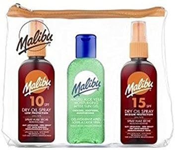 Malibu 3 Pack Dry Oil Spray SPF 10 & 15 + After Sun 100ml