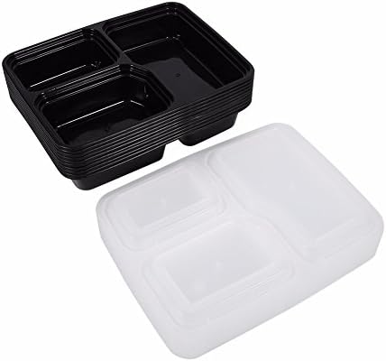 TNZMART Meal Prep Containers [12 Pack] 3 Compartments with Lids, Food Storage Bento Box | BPA Free | Stackable | Reusable Lunch Boxes, Microwave/Dishwasher/Freezer Safe,Portion Control (24 oz)