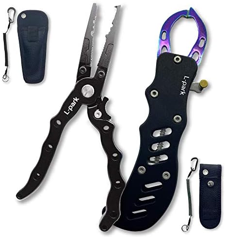 L Park 釣り道具 フィッシングプライヤー ロック付き フィッシュグリップ セット 錆に強い 高品質軽量 アルミ製 釣具