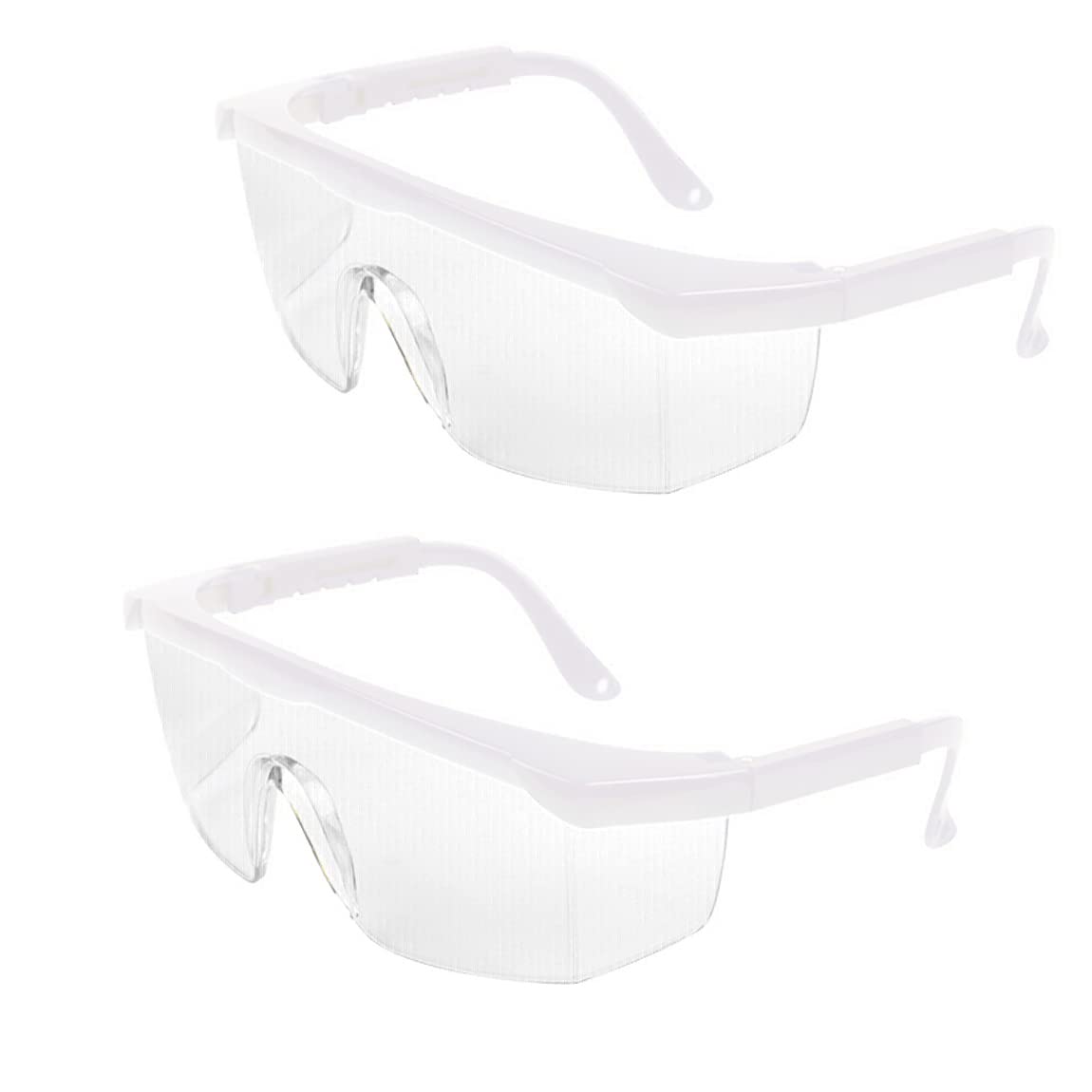 JUHONNZ Safety Goggles,2 Pcs Wrap Around Safty Glasses Anti-Fog Protective Goggles Frames Eye goggles protectionfor Kids adult Eye Protection with Clear Thicker PC Lenses For Outdoor Activities White