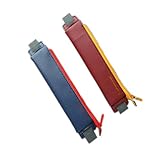 Warmsky 2-Pack PU Leather Pen Pencil Pocket Case Sleeve Holder Pouch Bag with Elastic Band for Book Notebook (Dark Blue+Burgundy)