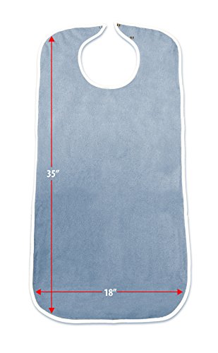 Priva Extra Long Adult Terry Bib with Protective Waterproof Backing, 18" x 35" - Thumbnail 4