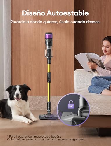 U20 Aspiradora sin Cable 55Kpa/55Min, Cepillo Anti-Enredo Mejorado, Aspirador Escoba con Brazo Flexible, Limpieza Ultraprofunda Bajo Muebles sin Agacharse, para Alfombra/Pelo de Mascotas
