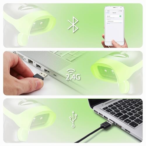 NetumScan Wireless USB Barcode Scanner Bluetooth 1D 2D QR Barcode Reader Portable Compatible with Computer for Pos System, Supermarket, Warehouse, Retail Store NSL8BL