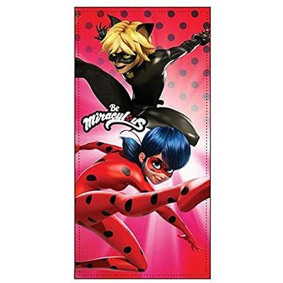 Miraculous Ladybug & Cat Noir Girls Beach Towel – 70x140 Cm, Red, 100% Polyester Microfiber - View #11