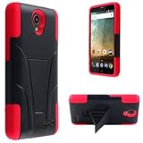 ZTE Sonata 3 Phone Case ZTE Avid Plus Phone Case [ Storm Buy ] Premium Hard & Soft Sturdy Durable Shockproof Shell Protective [ Anti Scratch ] Cover with Built in Kickstand (Fusion Red)