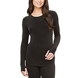 Cuddl Duds Womens Soft Brushed Fleece Stretch Thermal Crew Top