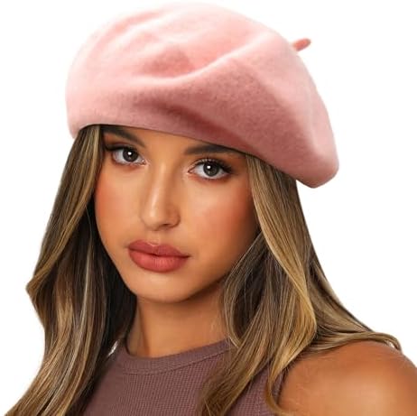 QIUNEEY Oversized Beret, Wool Berets hat, Solid Black Color Big