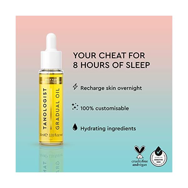 Tanologist Self Tan Overnight Oil Drops, Dark (30 ml) Self Tanning Oil for Sensitive Skin, Dermatologist Approved, Clean…