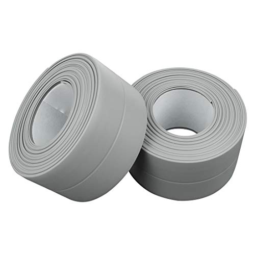 PVC Waterproof Sealing Tapes Pack of 2 Bathtub Caulk Strip Self Adhesive Waterproof Sealing Tape Edge Protector for Kitchen Countertop, Sink, Bathturb, Toilet, Gas Stove and Wall Coner, Grey - Thumbnail 7