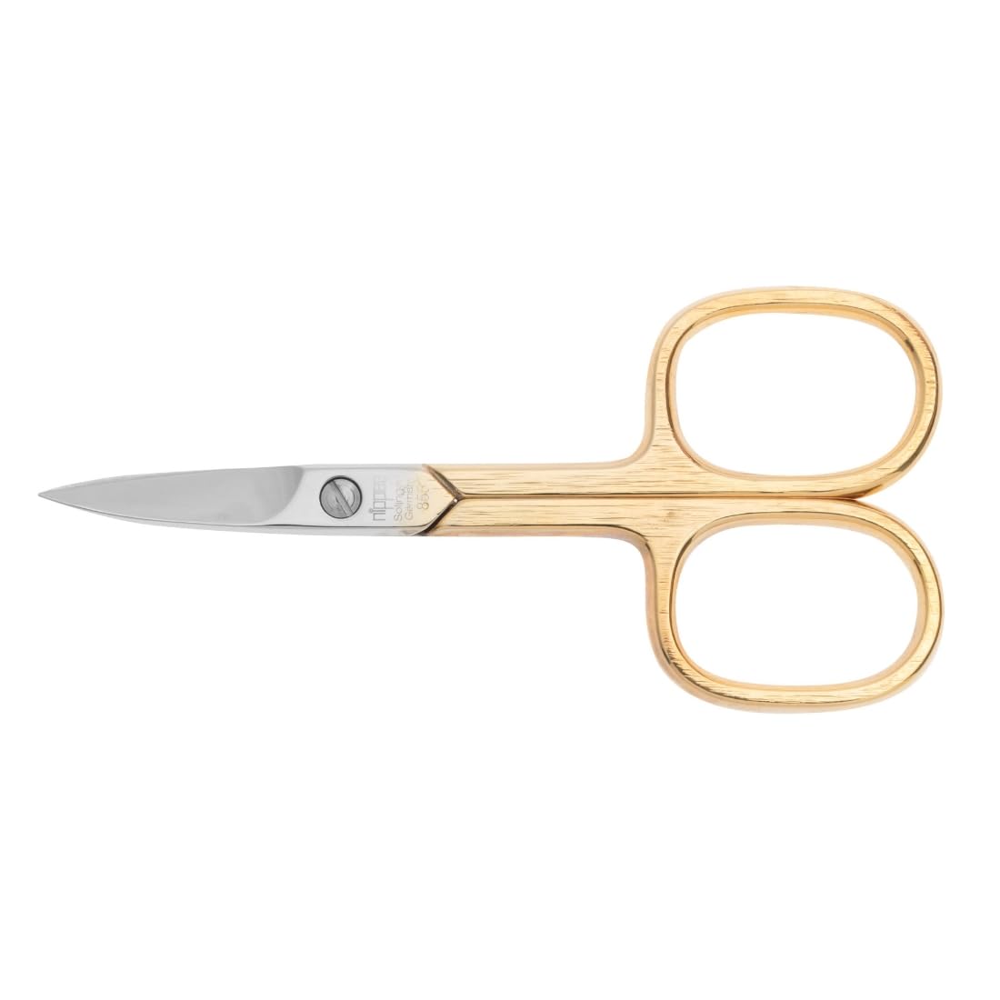nippes Solingen Solingen Nail Scissors Made of Hardened, Nickel-Plated Steel, 18 Carat Partially Gold-Plated, 9 cm, with Clasp and Curved Tip, for Pedicure and Manicure, Quality