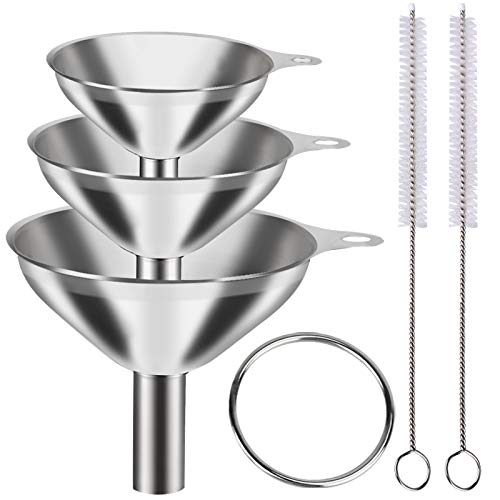 Metal Stainless Steel Funnel, Large Medium Small Funnel Set of 3, Food Grade Mini Funnels for Kitchen Use Filling Bottle
