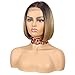 NOBLE Bob Wigs for Women Short T Part HD Lace Front Wigs Ombre Brown Blonde Synthetic Blunt Cut Bob Lace Front Wigs for Party and Daily Use 10 Inch