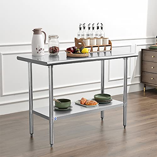 ROCKPOINT Stainless Steel Table for Prep & Work 48x24 Inches, NSF Metal Commercial Kitchen Table