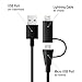 UNU Superpak10000mAH 3.1A Portable Charger - Matte Black [Apple Certified] External Battery Pack with 2-in-1 Lightning Cable 8Pin and MicroUSB Cable