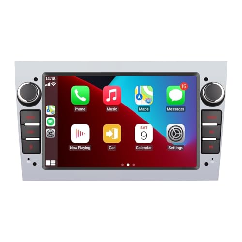 LXKLSZ Car Radio Compatible with Wireless Carplay/Android Auto for Opel Antara Zafira Corsa with Touch Screen Bluetooth Mirror Link USB High Power Silver