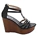 Refresh IE24 Women's T-strap Back Zipper Platform Wedge Sandal