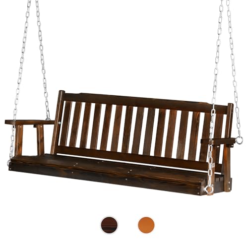 VINGLI Upgraded 5 FT Wooden Porch Swing, 880 LBS Solid Fir Wood,