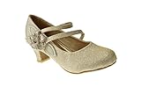 Maggie 5 Little Girls Glitter Heel Platform Dress Pumps champagne
