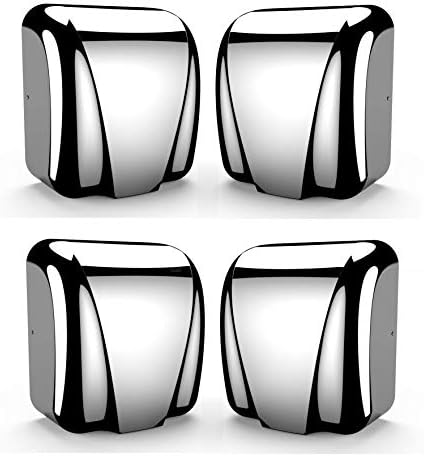 Automatic Electric Hand Dryer Machine for Commercial Bathroom, Powerful 1800W - Dry Hands in 10s, Low Noise 70 dB, Brushed Stainless Steel Shell, Set of 4