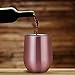 Skylety 12 oz Double-insulated Stemless Glass Wine Tumbler, Stainless Steel Tumbler Cup with Lids for Coffee, Drinks, Champagne, Cocktails (Bright Rose Gold)