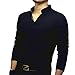 8sanlione Mens Slim Fit V-Neck Tee Short-Sleeve/Long Sleeve Polo Casual T- Shirts(Medium,L-Black)