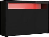Panana High Gloss 3 Door Sideboard with LED Lights Black Display Cabinet