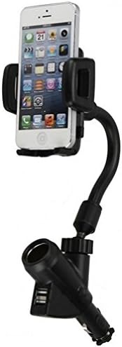 Car Mount Holder Dual USB Ports Charging Socket for Huawei Ascend P6 P7 - Alcatel OneTouch - LG Exceed 2 - Optimus G Pro, Lite, Vista - Samsung Galaxy Alpha, Round, Core Prime