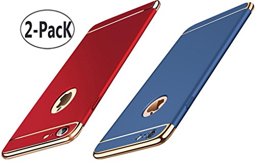 2Pack iPhone 6 /6S Plus 5.5 case, iBarbe Shockproof Scratch Protective Rubber Rugged Slim Hard Plastic 3 in 1 Case Cover (5.5 inches)-Red+blue