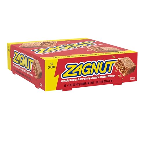 ZAGNUT CRUNCHY PEANUT BUTTER WITH TOASTED COCONUT CANDY BARS, 1.51 OZ (18 COUNT)