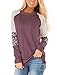 Floral Find Women's Long Sleeve Leopard Color Block Tunic Comfy Stripe Round Neck T Shirt Tops