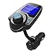 drunkilk Wireless In-Car Bluetooth FM Transmitter Radio Adapter Car Kit W 1.44 Inch LCD Display Supports TF/SD Card Slot USB Car Charger for Smartphones (Black)