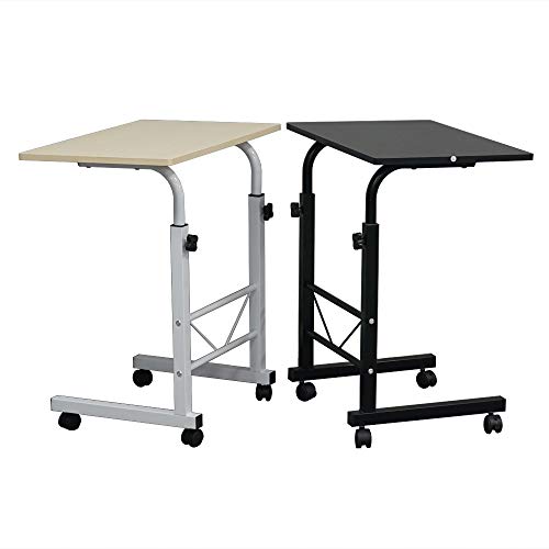 Azadx Side Table, Laptop Stand Adjustable Computer Standing Desk Portable Cart Tray Side Table with 4 Wheels for Bed Sofa Hospital Reading Eating (Black 23.62'' x 15.75'')