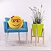 VicLabs New Fashionable Cute Smiley Emoticon Emoji Pillow for Kids and Young Ladies (Dia 12.5 Inch, Lady Nerd Round Yellow Cushion)