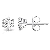 Billie Bijoux Sterling Silver Earrings Studs with Round Cut Cubic Zirconia Diamond Rhinestone, Womens Fine Jewelry