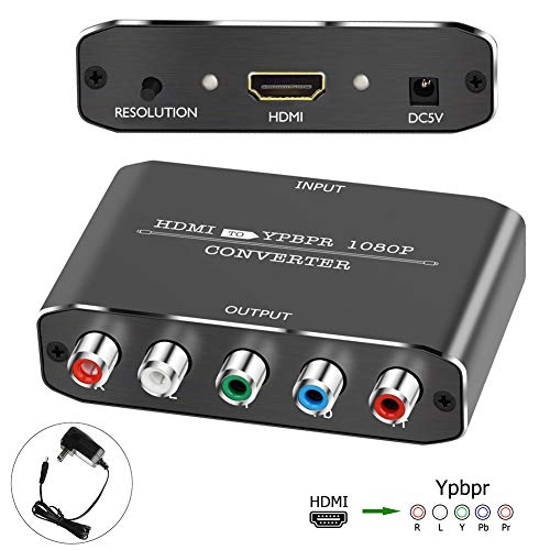 HDMI to YPbPr Converter Adapter, Amanka HDMI to Component Audio Video Converter, Supports 1080P for DVD PSP Xbox 360 PS2 Nintendo to HDTV Monitor