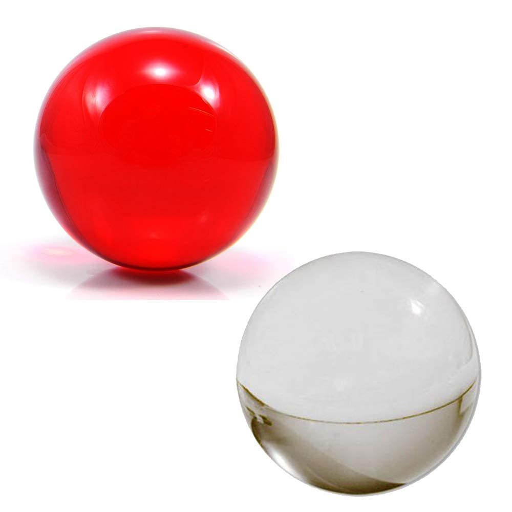 Bundled Set in Ruby Red and Clear of DSJUGGLING Acrylic Contact Juggling Ball - Approx. 3