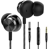 Betron BS10 Earphones Headphones, Powerful Bass Driven Sound, 12mm Large Drivers, Ergonomic Design with Remote Control and Microphone for iPhone, iPad, iPod, Samsung (Black)