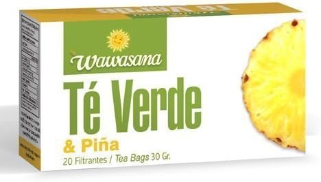 Wawasana. Green Tea & Pineapple, 100% Natural Flavored Green Tea from Peru, Refreshing Pineapple Flavour, 20 Count,