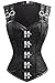 FIYOTE Women 12 Steel Bone Double Buckle Straps Lace Up Corset (S, Black)