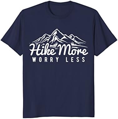 Mens Hike More Worry Less - Fun Hiking T Shirt Large Navy