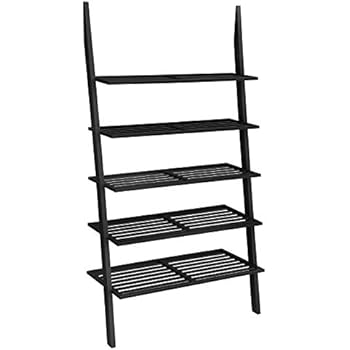 VASAGLE 5-Tier Ladder Shelf, Bamboo Bookshelf and Plant Stand, Spacious Storage for Living Room Bedroom Balcony, Black ULLS15BK