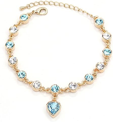 Luxury Stylish and Refined Extravagance Elegant Creative Twelve Constellation Crystal Bracelets(Champagne Gold+Aquamarine)