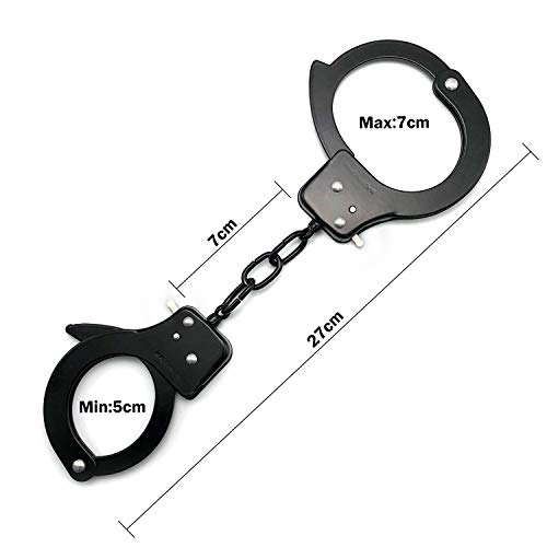 SYOSIN Toy Metal Handcuffs with Keys Police Role PlayParty Supplies Cosplay Costume Accessory Pretend Play Hand Cuffs for Kids(Black) - Thumbnail 3